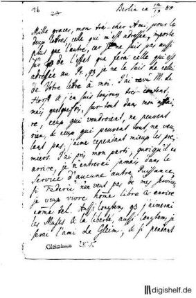 16: Brief von Johannes Müller an Johann Wilhelm Ludwig Gleim