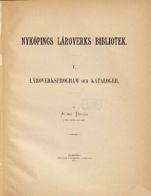 Nyköpings Läroverks Bibliotek, 1
