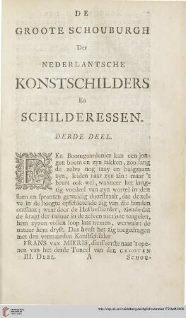 De groote Schouburgh der Nederlantsche Konstschilders en Schilderessen - Derde Deel
