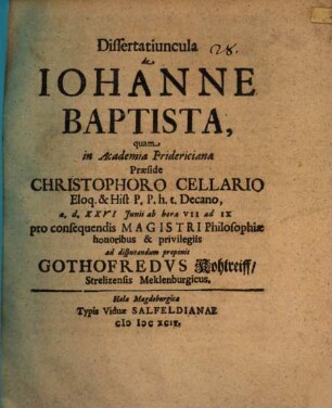 Dissertatiuncula de Johanne Baptista