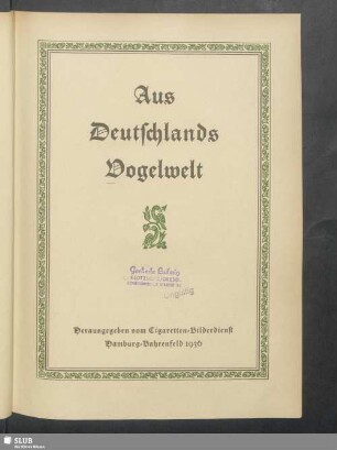 Aus Deutschlands Vogelwelt