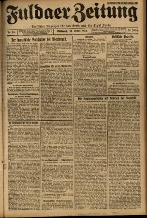 Erste Ausgabe vom Mittwoch, den 26. März 1924.