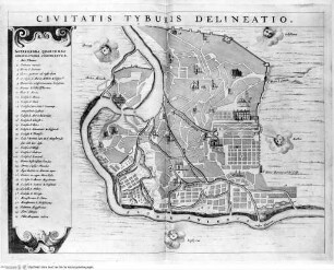 Athanasii Kircheri Latium, ..., Falttafel vor Seite 127: Tivoli, Stadtplan