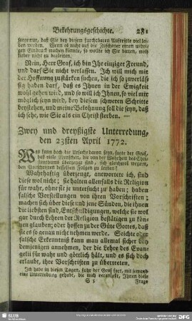 Zwey und dreyßigste Unterredung, den 23sten April 1772