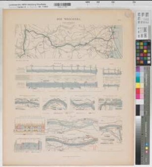 Preußen (Königreich) Wasserstraßen: Weichsel Blatt 3 Übersichts- und Einzelpläne, Wasserstand 1891 1 : 400 - 800 000 64 x 54 Druck: Gisevius Bogdan, Berlin B Nr. 509