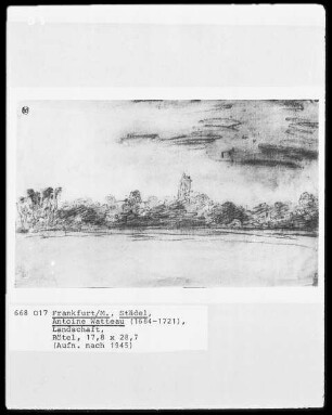 Nicolas Vleughels, Folio recto — Landschaft mit Kirchturm, Folio verso