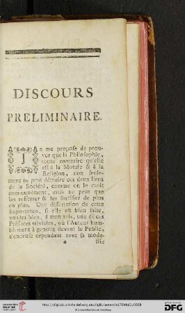 Discours preliminaire