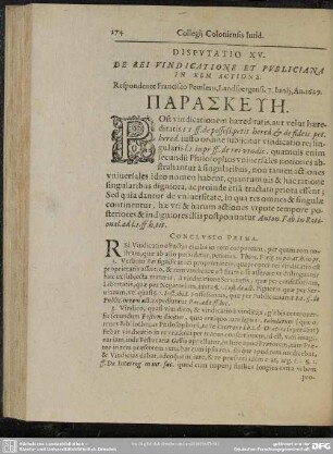 Disputatio XV. De Rei Vindicatione Et Publiciana In Rem Actione
