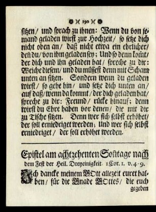 Epistel am achtzehenten Sonntage nach dem Fest der Heil. Dreyeinigkeit.