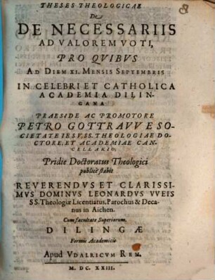 Theses theologicae de necessariis ad valorem voti