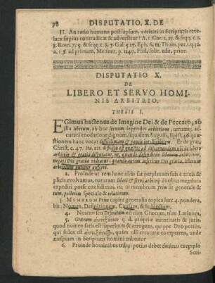 Disputatio X. De Libero Et Servo Hominis Arbitrio.