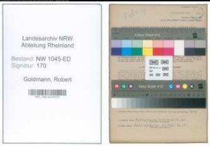 Entnazifizierung Robert Goldmann , geb. 24.08.1893 (Lehrer)