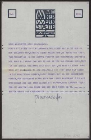 Schreiben an Hermann Muthesius (Brief)