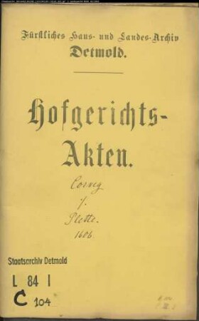 Corvey, Flörke gegen Johann Plette - Schuldforderung