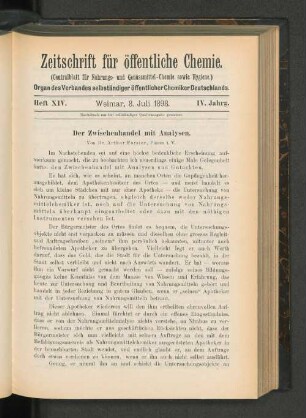 Heft XIV. Weimar, 8. Juli 1898.