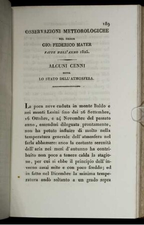 Osservazione Meteorologiche
