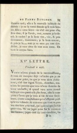 XVe Lettre. Vendredi à midi.