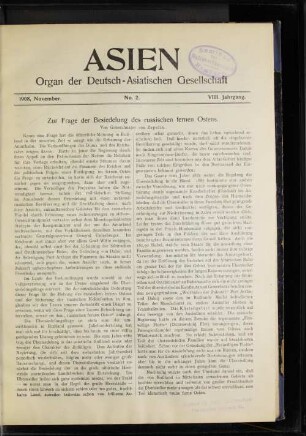 1908,November. No.2. VIII. Jahrgang.