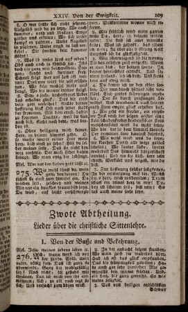 Zwote Abtheilung. Lieder über die christliche Sittenlehre.