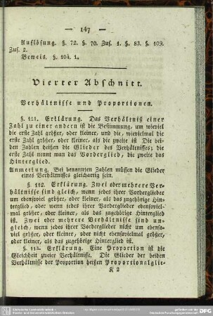 Vierter Abschnitt. Verhältnisse und Proportionen