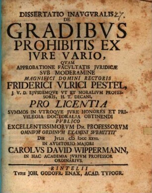Diss. inaug. de gradibus prohibitis ex iure vario