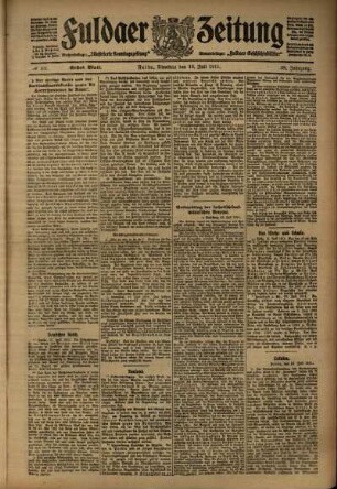 Erste Ausgabe vom Dienstag, den 18. Juli 1911.