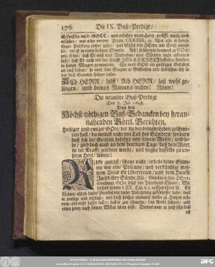 Die neundte Buß-Predigt Den 8. Jul. 1698. Von den Höchst-nöthigen Buß-Gedancken bey herannahenden Göttl. Berichten.