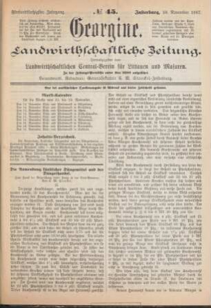 Fünfundfünfzigster Jahrgang. No. 45. Insterburg, 10. November 1887.