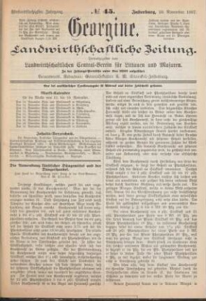 Fünfundfünfzigster Jahrgang. No. 45. Insterburg, 10. November 1887.