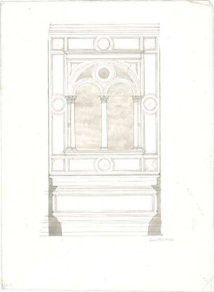 Stegmann, Carl von; Italien; Österreich; Bauaufnahmen, Ornamentstudien - San Rocco in Venedig (Detail m. Schnitt)