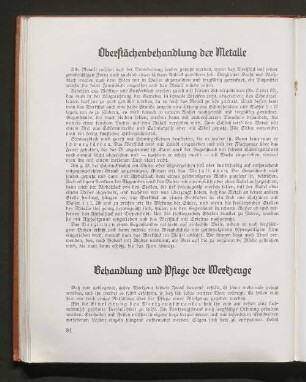 Behandlung und Pflege der Werkzeuge