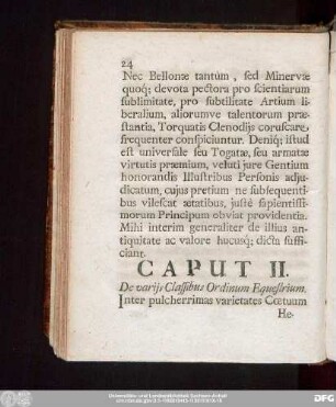 Caput II. De varijs Classibus Ordinum Equestrium.