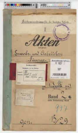 Erwerbs- und Arbeitslose (Fürsorge): Bd. 2