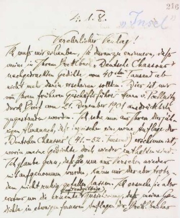 Brief an den Insel-Verlag