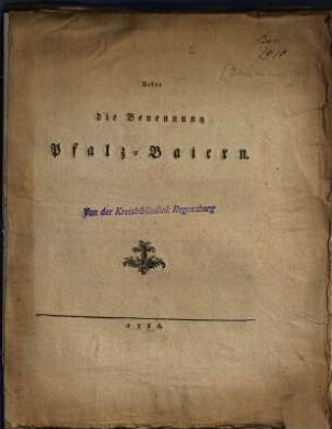 Ueber die Benennung Pfalz-Baiern