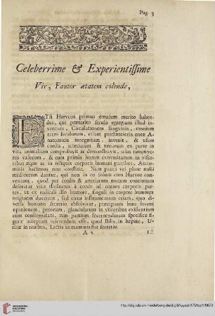Celeberrime & experientissime vir, fautor aetatem colende, […]