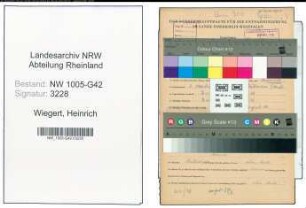Entnazifizierung Heinrich Wiegert , geb. 07.10.1900 (Schlosser)