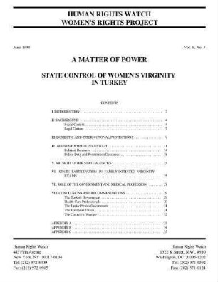 A matter of power : state control of women's virginity in Turkey