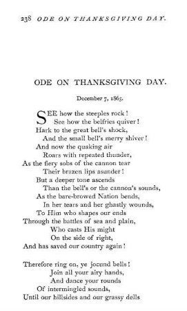 Ode On Thanksgiving Day. December 7, 1865.