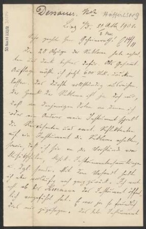 Brief an Ludwig Strecker  und B. Schott's Söhne : 31.10.1901
