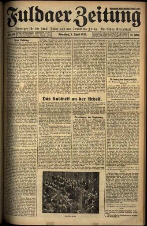 Erste Ausgabe vom Samstag, den 05. April 1930.