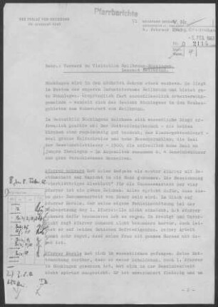 Böckingen: Visitationsbericht mit Pfarrbericht 1963