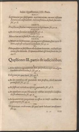 Quaestiones III. partis de iudicialibus.