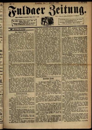 Erste Ausgabe vom Samstag, den 07. Februar 1891.