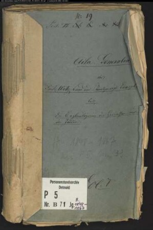 Belegakten zu den Zivilstandsregistern der Juden mit den Orten Bettelhausen, Elsoff, Erndtebrück, Feudingen, Fischelbach, Laasphe, Richstein und Schwarzenau (H 1848-1867)
