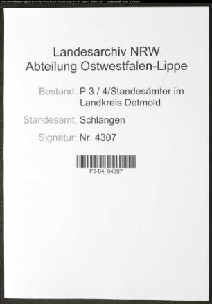 Sterberegister Standesamt Schlangen