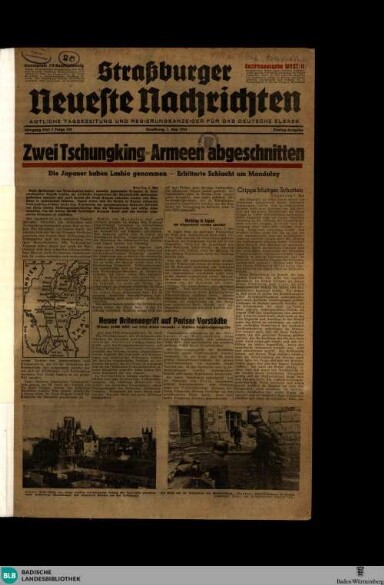 Front page of a newspaper