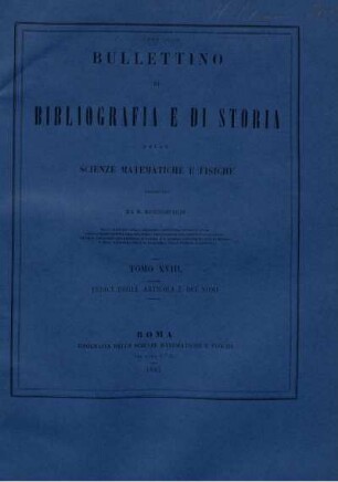 Tomo XVIII. Indici degli articoli e dei nomi.
