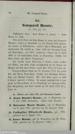III. Gaspard Bonte, geb. 1672; gest. 1734