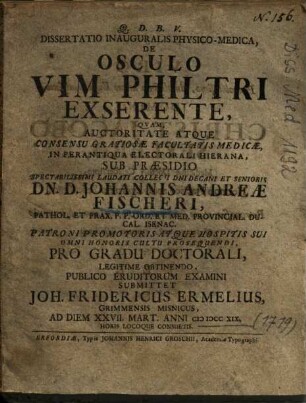 Dissertatio Inauguralis Physico-Medica, De Osculo Vim Philtri Exserente
